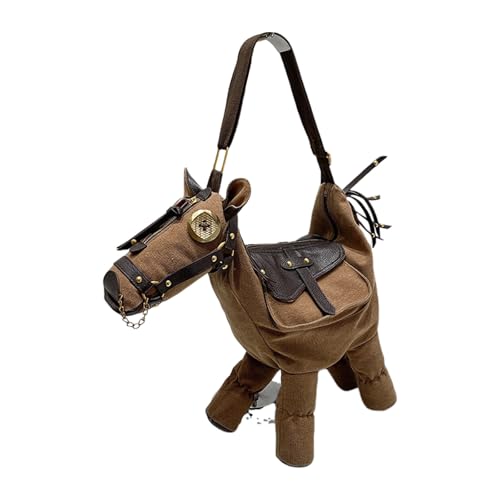 Sac à bandoulière en forme de cheval marron style western rétro pour femme