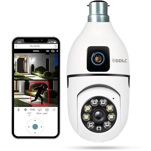 DDLC 4MP/8MP Dual Lens WiFi Bulb Camera | Smart Home Security CCTV Camera | 360° View | Motion Detection | Color Night Vision | Two-Way Audio | App V380 PRO (Dual Lens Light Bulb)