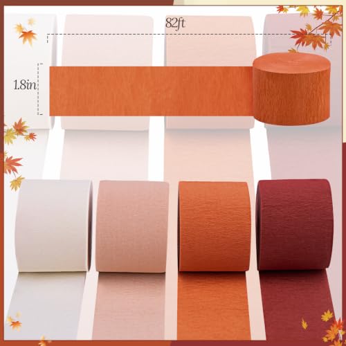 Image of 8 Rolls Fall Party Decorations, Crepe Paper Streamers for Thanksgiving