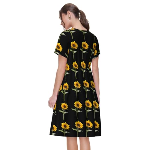 Robe d'été décontractée avec poches et manches courtes col rond - 2
