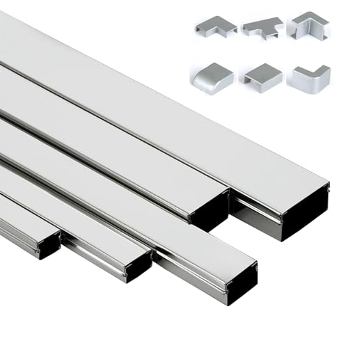Canaleta para cables RSBFER de acero inoxidable, 5 m, 100 x 50 mm, impermeable, para piso y pared, gestión de cables en hogar y oficina miniatura 1