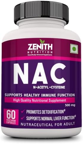 Zenith Nutrition Nac (N-Acetyl L-Cysteine) Liver & Antioxidant Support 500Mg - 60 Veg Capsules