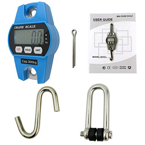 Outmate Digital Crane Scale 300Kg/660Lbs 200Kg/440Lbs With Led Handheld Mini Hanging Scale For Garage Farm Hunting Fishing Etc(300Kg/Plastic Shell/Blue) #TOP4