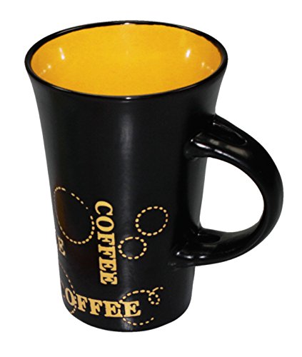 Keramik Kaffeebecher Kaffeetasse in Schwarz Gelb XL Tasse Becher Ergänzung ohne Löffel passend zu 4er-Set