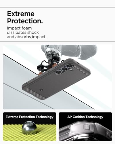 Image of Spigen Rugged Armor MagFit Designed for Galaxy S25 Case [Fast Wireless Charging /Magnet for Galaxy] (2025) - Marble Gray