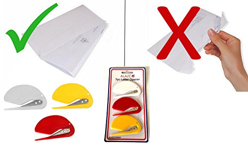Alazco Value Pack 3Pc World's Most Efficient Letter Opener Envelope Slitter #TOP2