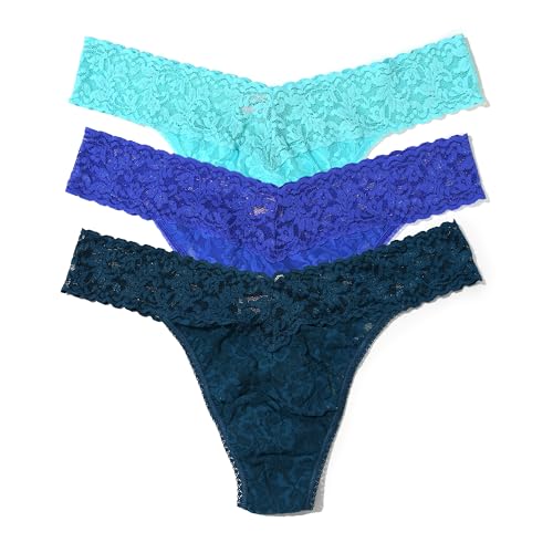 hanky panky - Signature Lace Original Rise Thongs: Summer Edition| One Size 4-14 | Lace Lingerie Underwear | 3 or 5 pack