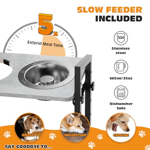 Elevated Dog Bowls with Slow Feeder, 6 Heights Adjustable Raised Dog Bowl with 3 Stainless Steel Bowls, Tiltable Non-Slip Feeding Bowls with Metal Stand for Small and Medium Breed Dogs Elevated Dog Bowls with Slow Feeder, 6 Heights Adjustable Raised Dog Bowl with 3 Stainless Steel Bowls, Tiltable Non-Slip Feeding Bowls with Metal Stand for Small and Medium Breed Dogs