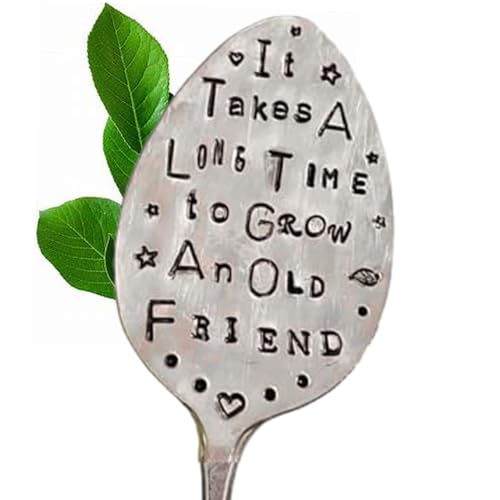 Garden Marker Friendship Gift, Funny Spoon Plant Markers, Garden Metal DIY Decorative Sign Plant Labels,Plant Lover Garden Decoration Creative Gift (It Takes a Long Time to Grow an Old Frien