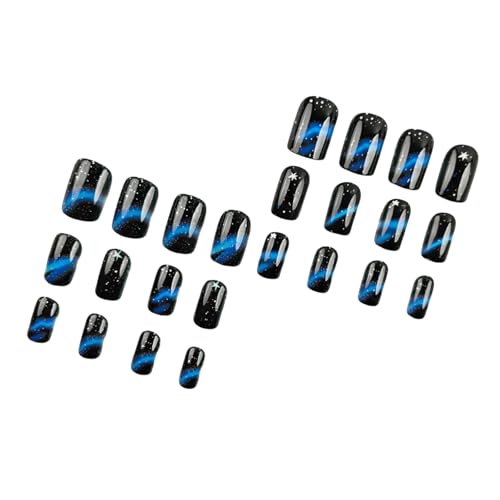 24 uñas postizas cuadradas cortas a presión, uñas artificiales, uñas postizas, pegamento en uñas degradadas, puntas de uñas francesas