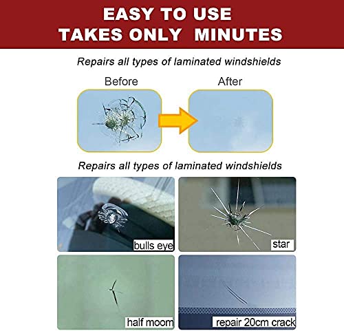 Car Windshield Repair Kit - Windshield Chip Repair Kit with Windshield Repair Resin for Fix Auto Glass Windshield Crack Chip Scratch