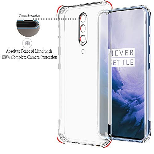 Image of TheGiftKart Ultra Clear Slim Anti-Slip Grip Soft Silicone Back Cover Case with Complete Camera Protection & Anti-Dust Plugs Built-in for OnePlus 7 Pro (Transparent)