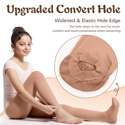 MANZI 2 Paris Convertible Ballet Tights for Girls Professional Transition Toddler Dance Stockings Ultra-Soft3