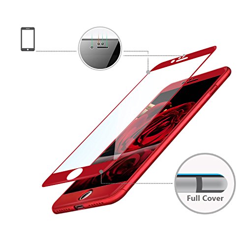 Akwox (Pack Of 2) Compatible With For Iphone 7 Plus Screen Protector, Full Cover Tempered Glass Screen Protector With Abs Curved Edge Frame For Iphone 7 Plus (Red) #TOP2