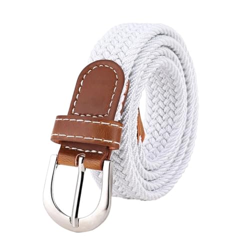 Straw Boho Belt Women's Elastic and Elastic Woven Belt in One Outfit Casual and Versatile Denim Belt(125cm,White)