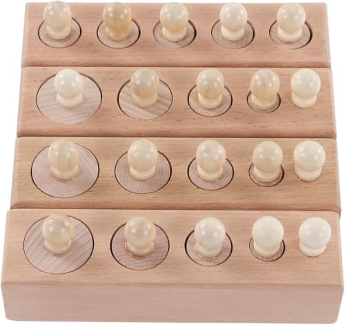 Image of Happy Hues Wooden Montessori Socket Cylinder Blocks Toy Set - Early Educational Sensorial for Toddlers and Kids 3+ Years Old