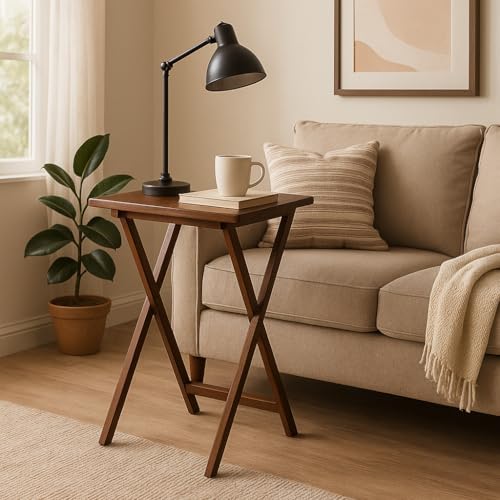 Ergode Folding TV Tray Set of 5 - Durable Small Folding Tables, X-Frame Design, Convenient Snack...