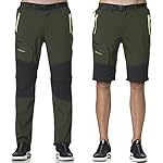 SOLOYEE Pantalones Trekking Hombre Montaña Pantalo...: [Diseño] La cremallera de rodilla convertible se puede convertir rápidamente en pantalones cortos, lo cual es muy conveniente. Cuando sienta calor y sudor durante el ejercicio, puede quitárselo rápidamente bajando la cremallera. [Material de alta cal...