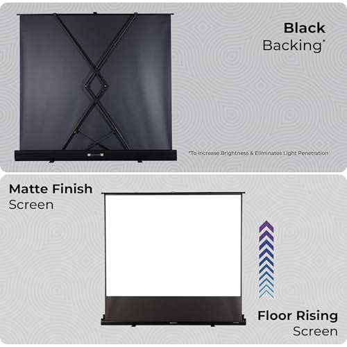 Image of Zebronics Floor Rising Projector Screen, 250 cm (98.5 Inch), 4K Support, 4:3 Aspect Ratio, Wide Viewing Angle, Matte Finish, Black Backing, Durable Metal Housing (PSF100B)