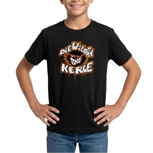 Spreadshirt Die Wilden Kerle Logo Tropfen Graffiti Kinder T-Shirt 122/128 (7-8 Jahre) Schwarz