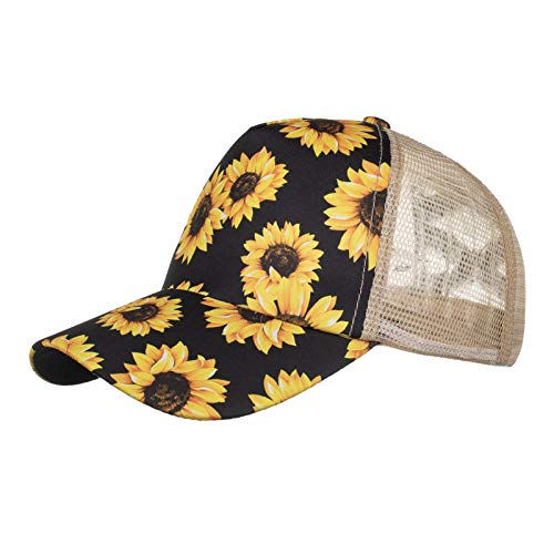 Unisex Baseball Cap Adjustable Ponytail Hat Distressed Criss Cross Mesh Sun Hat USA Classic Strapback Visor Cap