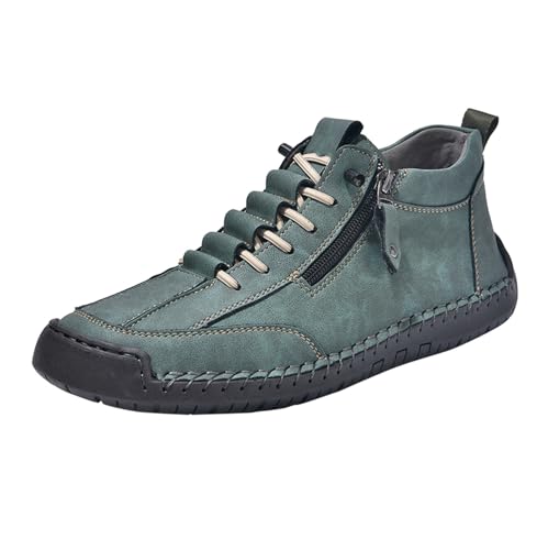 Generisch Zapatillas de ocio para hombre, de piel, para trekking, impermeables, con cordones, de secado rápido, informales, con plantilla suave, para trekking y senderismo, verde, 38 EU
