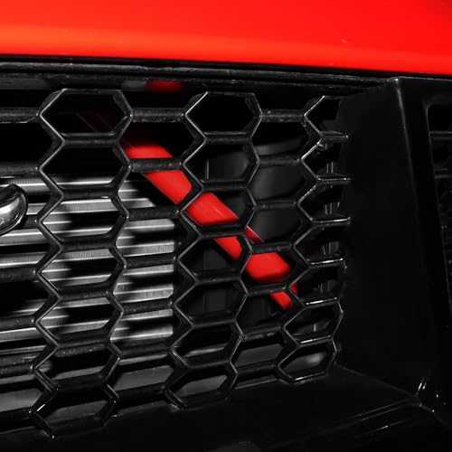 Image of KUNGKIC For 2024 2025 Mustang Grill Inserts Trims ABS V Brace Stripes Wrap Covers Exterior Car Accessories (Red)
