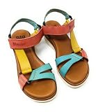 Genérico Blu Sandal Sandalias Mujer Cómodas Piel Verano, Plataforma Ligera, Ajuste Seguro, Suela Antideslizante, Modelo 54322BLU (Multicolor, Sistema tallas calzado EU, Adulto, Números, mediano, 39)