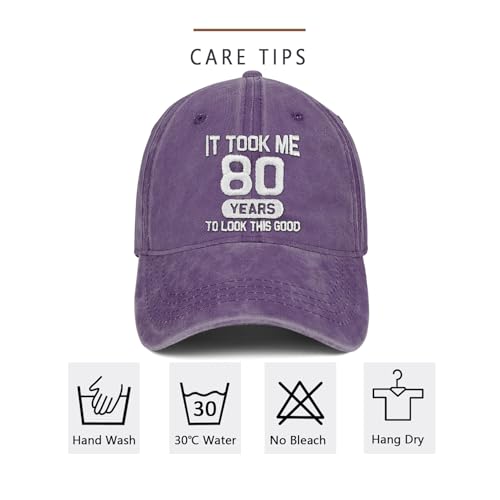 Image of 80th Birthday Gifts 80 Year Old Gifts Ideas for Men Women It Took Me 80 Years to Look This Good Hat Washed Cotton Hat