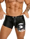 ohmydear Mens Sexy Underwear Trunks Opening Bulge Pouch Boxer Shorts Plus Size Male Lingerie Outfits for Bedroom Black Rave Mankini, UK 12 - Image 1