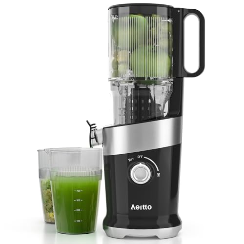 Aeitto Cold Press Juicer with 4.9' Large Feed Chute, Fits Whole Vegetables and Fruits