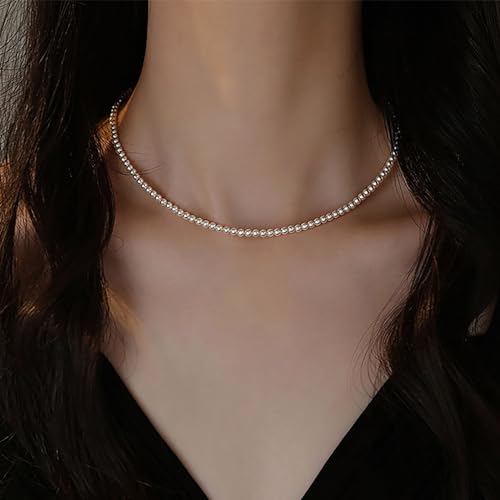 Boho Hochzeit Weißer Kleine Perlen Halskette Dünne Zierliche Perle Halsband Anhänger Mini Perlen Kette Braut Minimalistische Perlenbesetzt Choker Zarter Halsreif Niedlicher Vintage Einfache Frauen