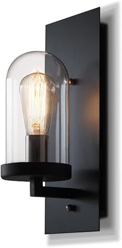 Retro Industrial Wall Lamp, Vintage Glass Lantern for Bar & Cafe, Farmhouse Bedroom Bedside Lighting, Nostalgic Aisle Decor, Rustic Wall Sconce