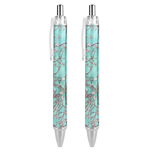 Stylos à bille prise en main confortable lot de 4 fleurs d'amandier encre bleue