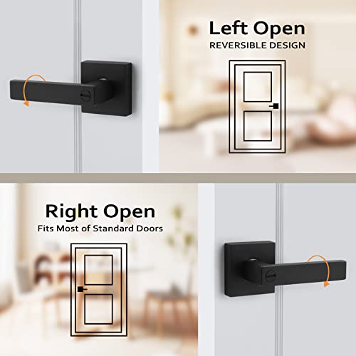 Universal Handing Door Knob Premium Black Bedroom Lever Privacy Door Lock Set Door Hardware, Interior/Bathroom/Bedroom Door Handle, 3 Pack #TOP5
