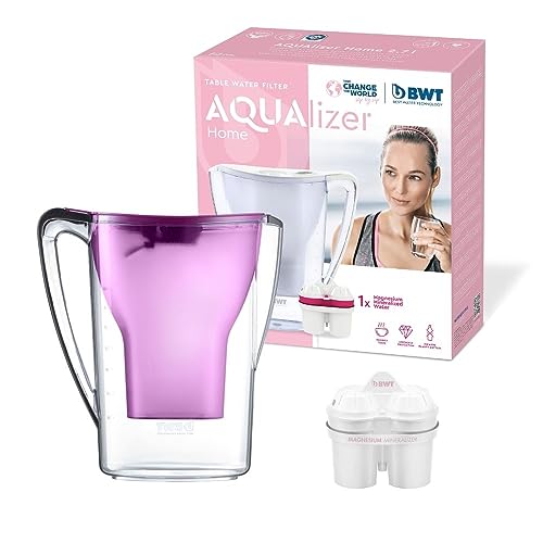 BWT Jarra filtradora de agua manual 2,7L + 1 Filtros con magnesio, Jarra AQUAlizer Violeta + Agua...