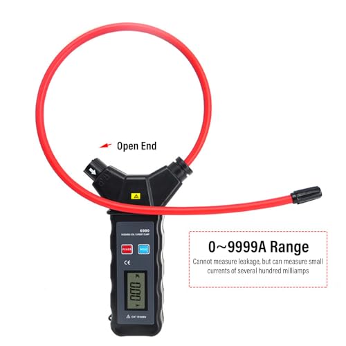 Zerodis Stromzangen-Multimeter, Wechselstromzangen-Multimeter mit Hintergrundbeleuchtetem LCD-Display für Strommessungen an Stromführenden Leitungen, NCV-Erkennung, 0–5000 A, 6000 V,