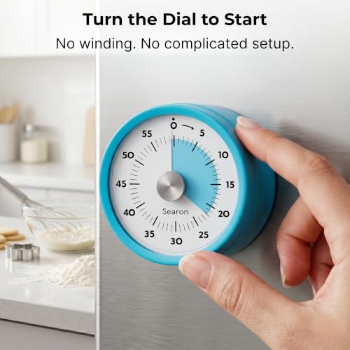 Searon Magnetic Kitchen Timer, 60-Minute Visual Dial (Blue) - Image 4