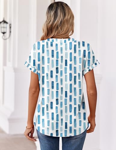 Image of Zeagoo Womens Tops Short Sleeve Summer V Neck Shirts Work Blouses Business Outfits Fashion Clothing
