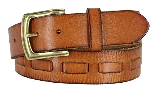 Fullerton 383000-04 Full Grain Leather Belt Strap with Antique Buckle 1-1/2