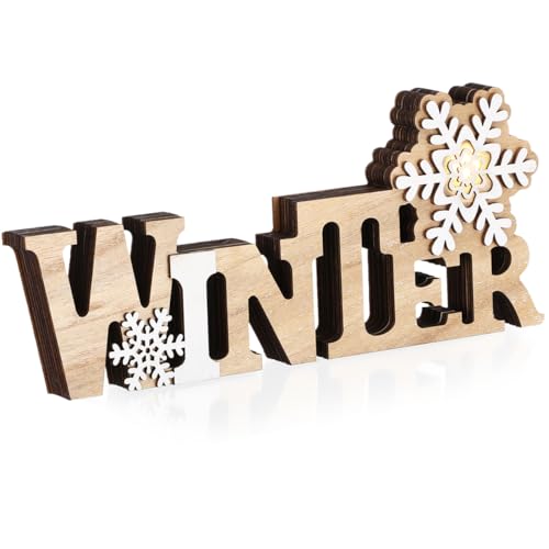 Image of BESPORTBLE Winter Wooden Sign LED Snowflake Tabletop Plaque Xmas Decor