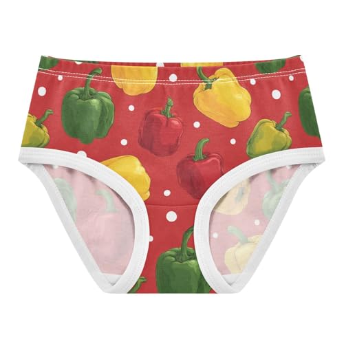 Wusikd Pepper Girls' Underwear Cotton Red Yellow Green Girls Briefs Soft Toddler Underwear 2T