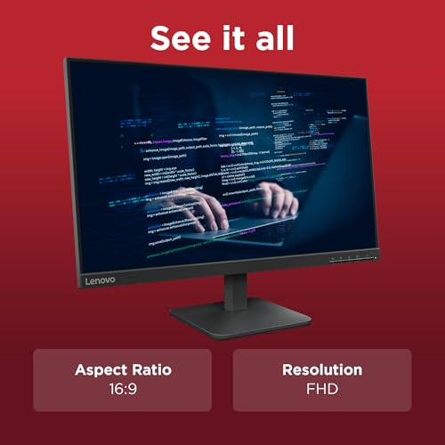 Lenovo L24-4e | 24" (60.96cm) FHD IPS 100Hz Ultraslim Monitor | 4ms, 99% sRGB, 1x HDMI 1.4, 1x VGA| Tilt | Black | 68C2KAC1IN view 2