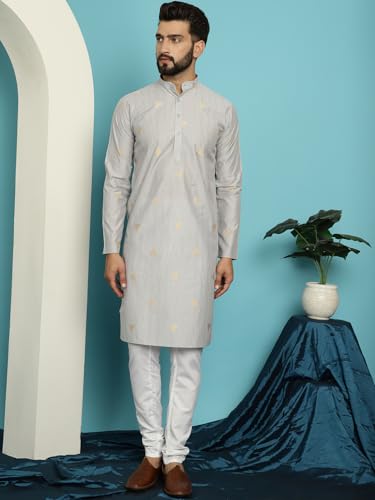 Image of SOJANYA (Since 1958 Men's Jacqard Silk Kurta & White Pyjama Set