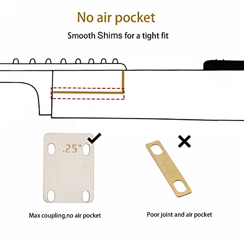 Jtder 3Pcs Guitar Neck Shims, Made Of Solid Maple Neck Plate For Bolt-On Neck Protective Guitar Neck Spacers Wood Guitar Neck Gasket,3X2 Inch Shaped 0.25,0.5,1 Degree For Guitar And Bass Repair #TOP5