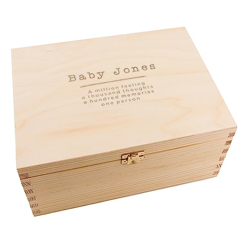 Personalized Baby Keepsake Box - Unisex Baby Shower Gifts for Mom to Be - Engraved with Baby Surname and Special Message - Quote