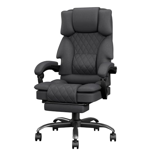 Submi Office Chair, Ergonomic Office Chair with Footrest ＆ Wide Seat, Fabric Big and Tall Computer...
