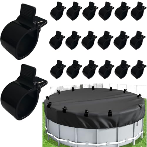 PirateAnt Pool Cover Clips for Above Ground Pool Cover,Powerful Black Wind Guard Clip for Fixing Tarp, 20pcs.