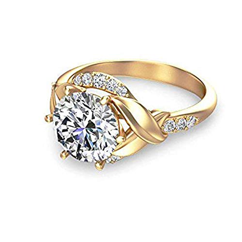 Dividiamonds Round Cut Cubic Zirconia Solitaire Engagement Ring in 18k Yellow Gold Plated (7)