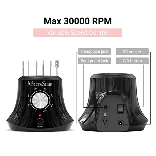 Melodysusie 30000 Rpm Professional Nail Drill Scarlet, High Speed, Low Heat, Low Noise, Low Vibration, Portable Electric Efile Drill For Shaping, Buffing, Removing Acrylic Nails, Gel Nails #TOP2